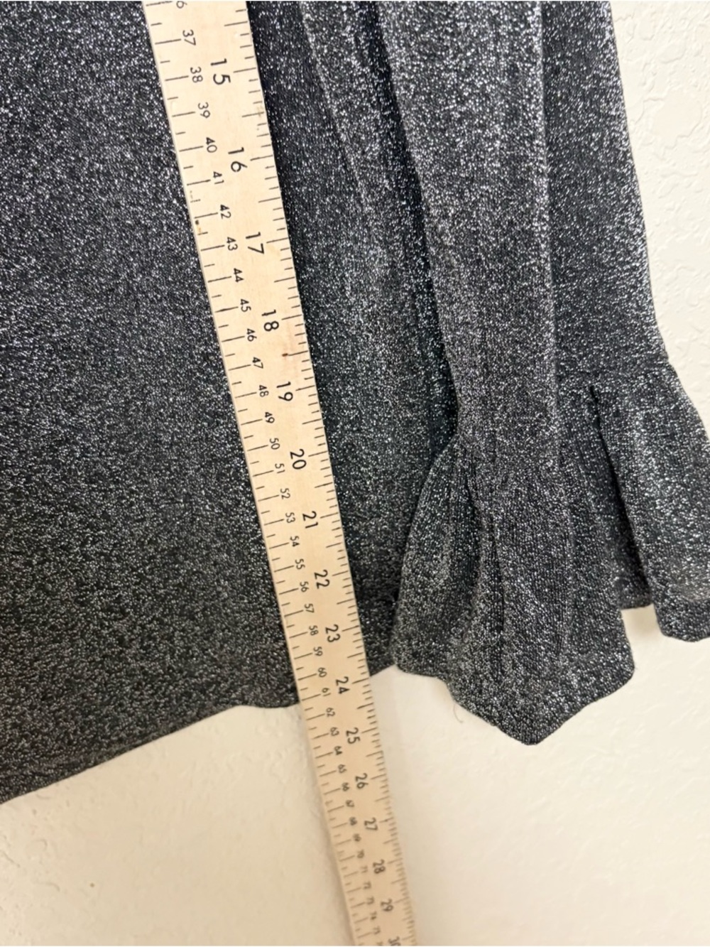 NWT J. Crew Sparkle Bell Sleeve Top Silver Metallic Black Size L - Picture 2 of 7